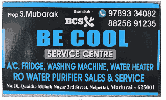 BE Cool washing machine service center in Madurai